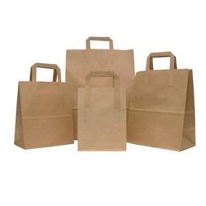 Recycled Brown Paper Carrier Bags with Flat Handles