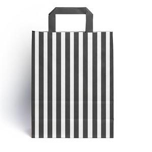 Black Candy Stripe Paper Carrier Bags