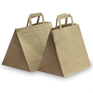 Brown Patisserie Carrier Bags with Flat Handles