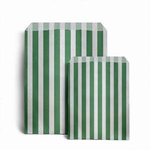 Green Candy Stripe Paper Bags