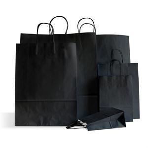 Black Premium Italian Paper Carrier Bags with Twisted Handles