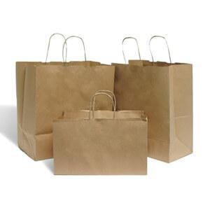 Brown Wide Base Paper Carrier Bags With Twisted Handles