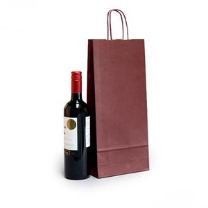 Italian Bordeaux Paper Two Bottle Bag with Twisted Handles