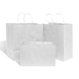 White Wide Base Paper Carrier Bags With Twisted Handles