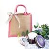 Natural Jute Pink Trim Bags with Luxury Padded Handles