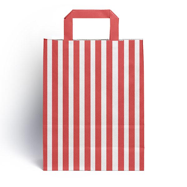 Red Candy Stripe Paper Carrier Bags