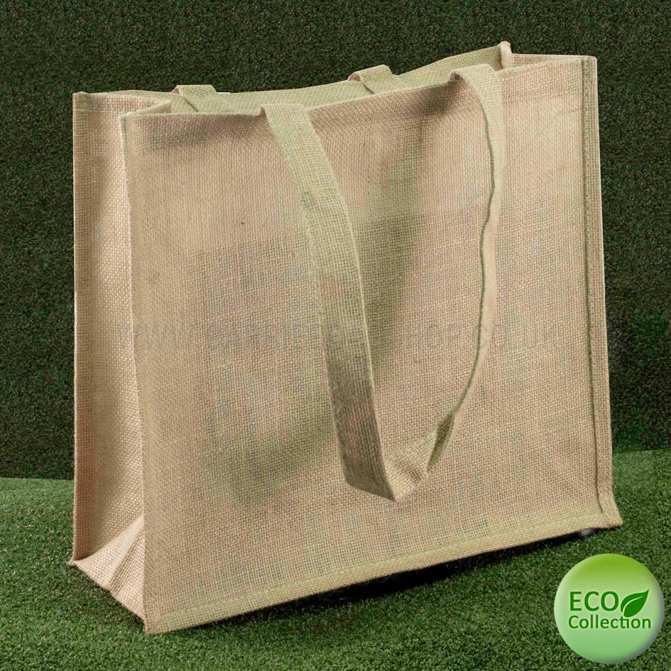 Natural Jute Bags with Long Cotton Tape Handles