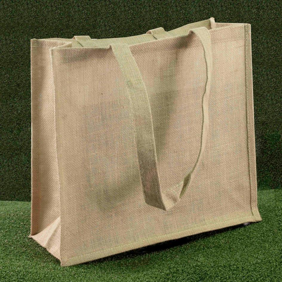 Natural Jute Bags with Long Cotton Tape Handles