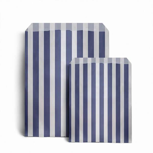 Dark Blue Candy Stripe Paper Bags - 5" x 7"