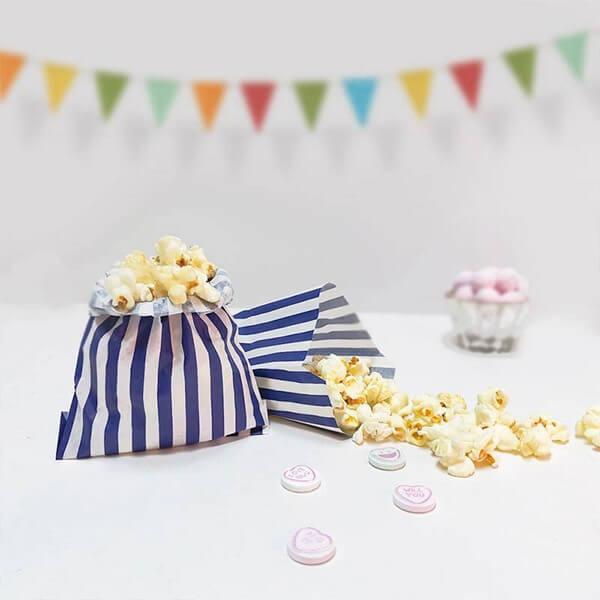 Dark Blue Candy Stripe Paper Bags