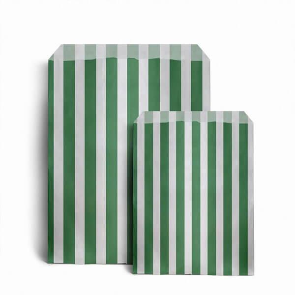 Green Candy Stripe Paper Bags