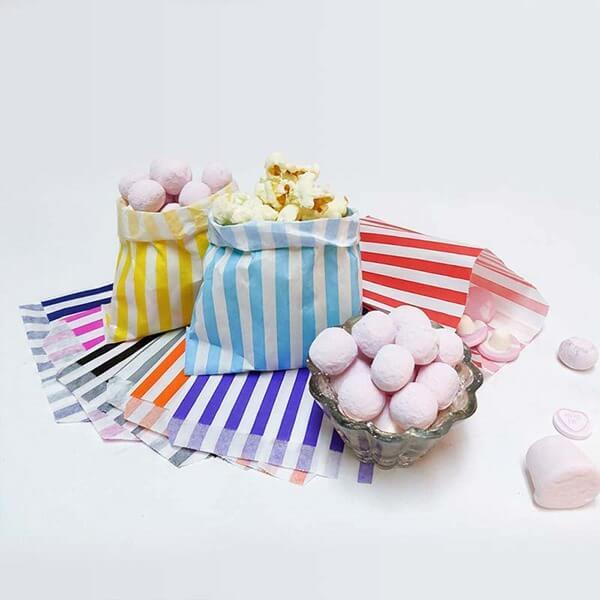 Light Blue Candy Stripe Paper Bags