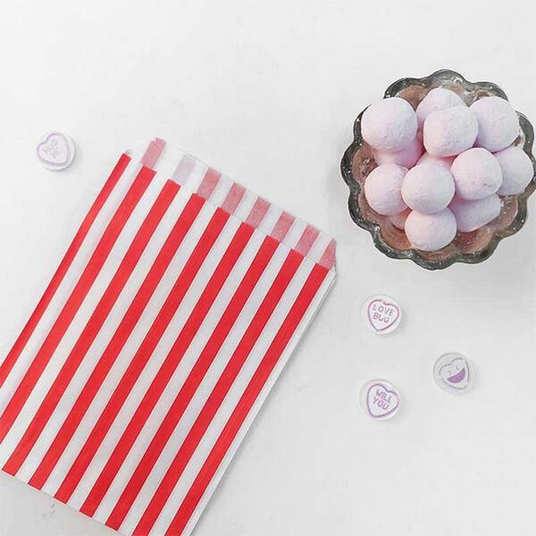 Red Candy Stripe Paper Bags