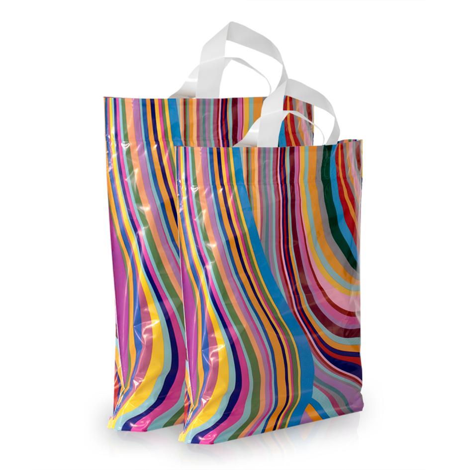 Loop Handle Seventies Design Plastic Carrier Bags