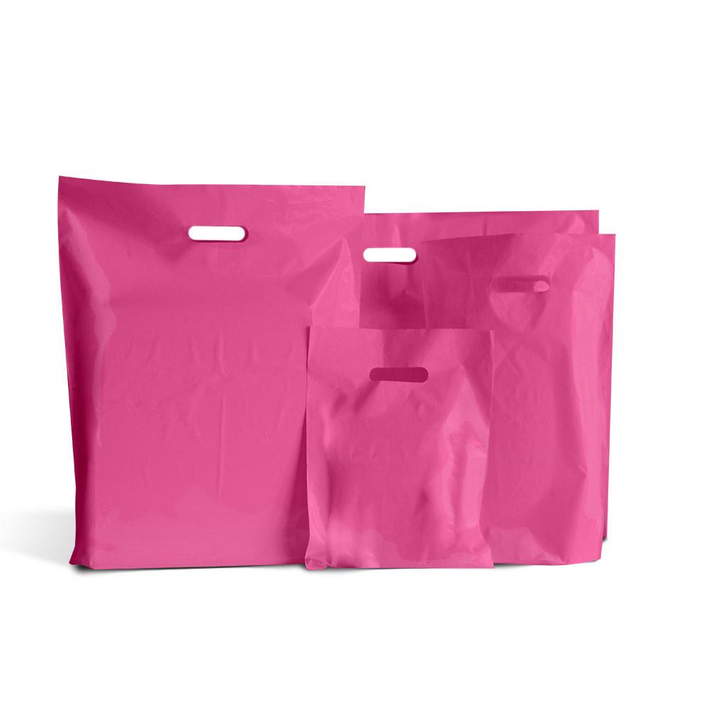 Shocking Pink Biodegradable Plastic Carrier Bags