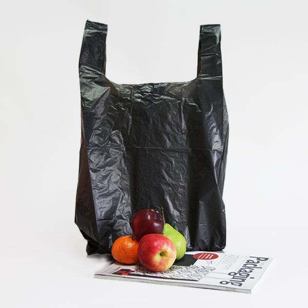 Recycled Black Vest Style Plastic Carrier Bags