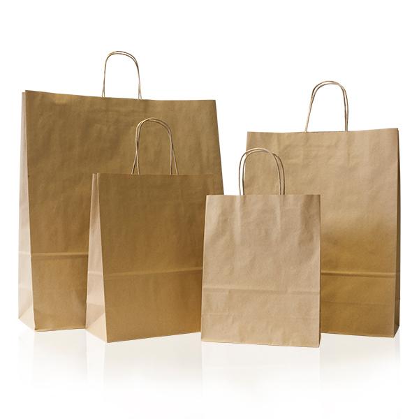 Recycled Brown (Unribbed) Paper Carrier Bags with Twisted Handles - Value Range