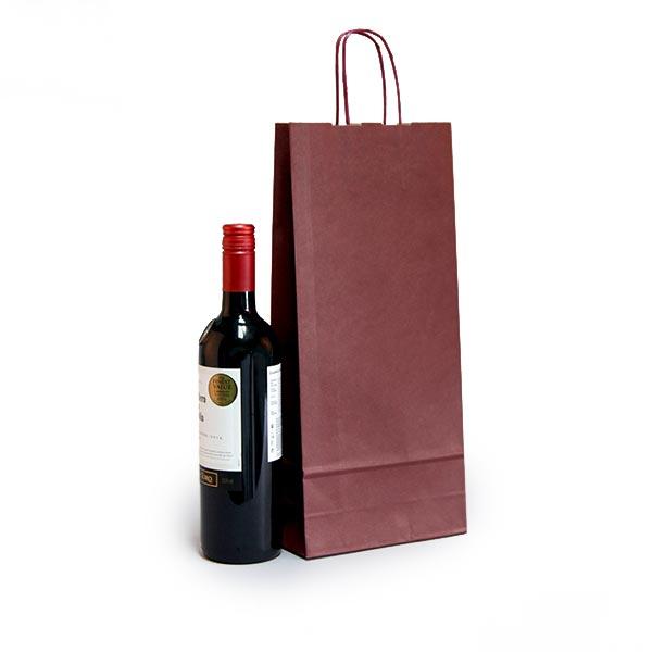 Italian Bordeaux Paper Two Bottle Bag with Twisted Handles