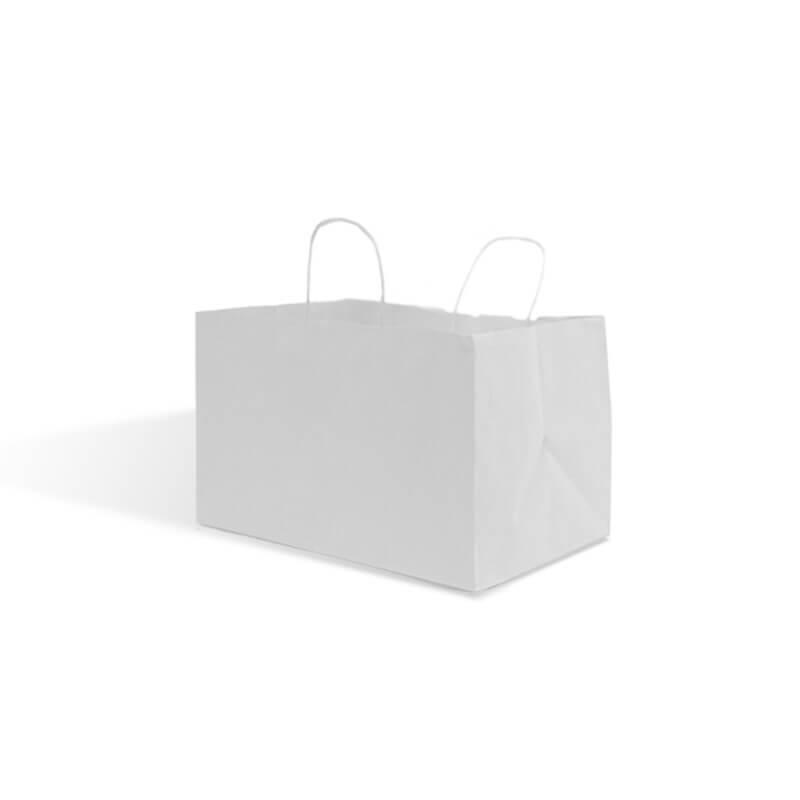 White Wide Base Paper Carrier Bags With Twisted Handles