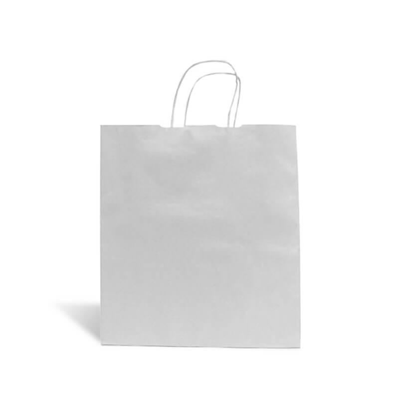 White Wide Base Paper Carrier Bags With Twisted Handles