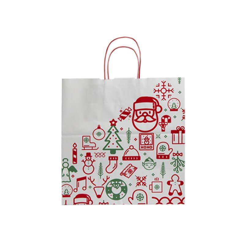 Iconic Christmas Wide Base Paper Carrier Bags With Twisted Handles