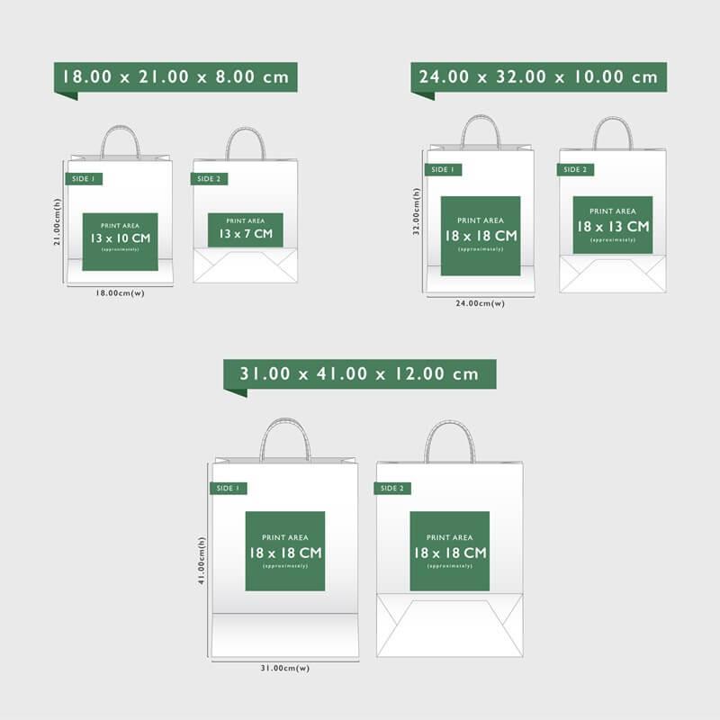 White Branded Paper Carrier Bags - Full Colour