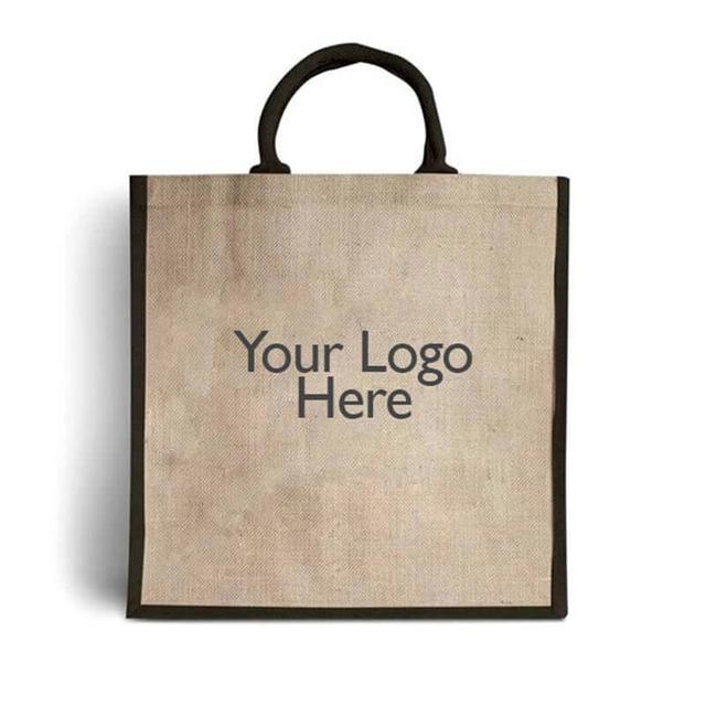 Branded Jute Bags with Black Trim